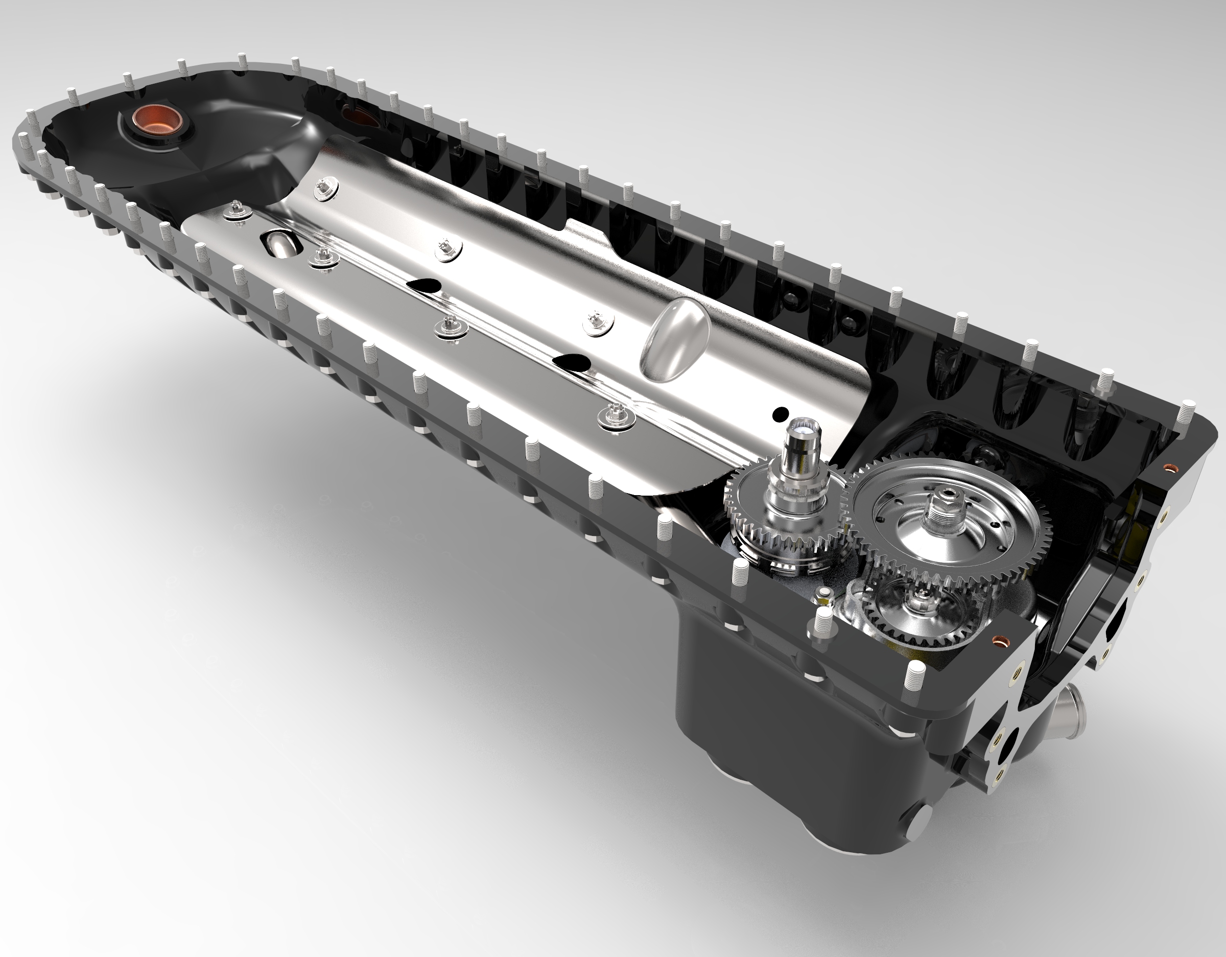 带清除剂和压力泵及齿轮的下曲轴箱组件